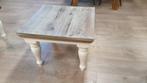Old grey grenen bijzettafel met witte poten, model Fleur