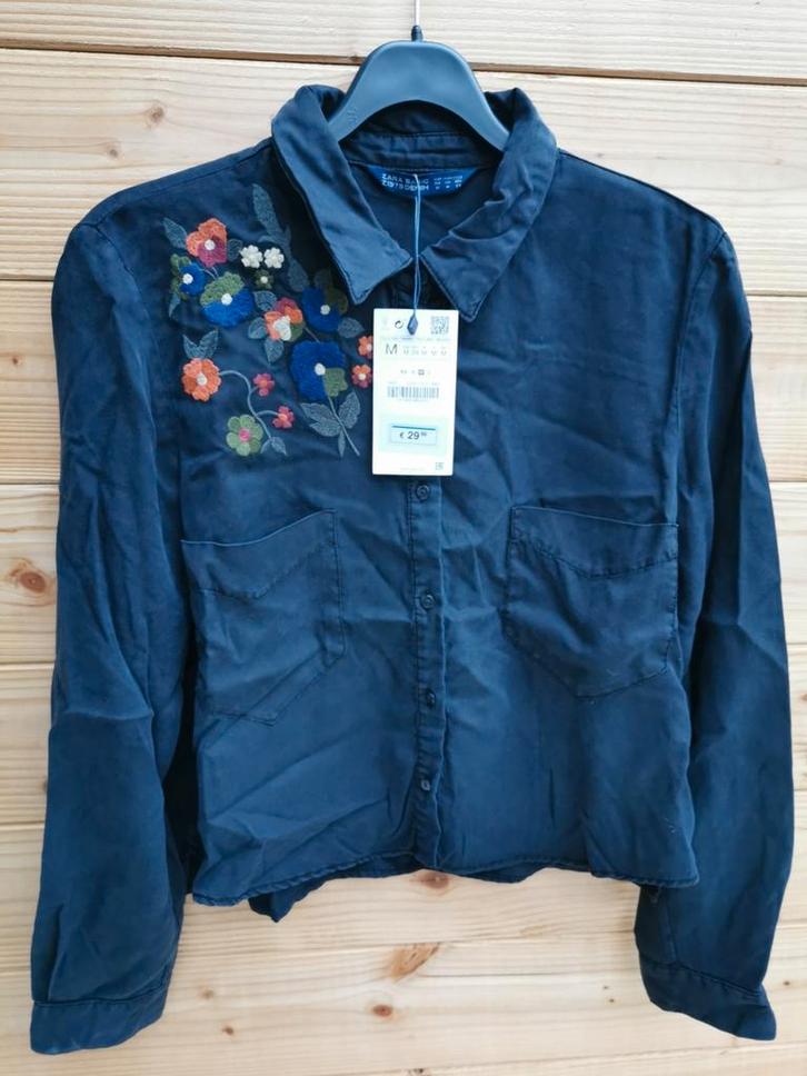 ZARA blouse met borduursel mt. M, Kleding | Dames, Blouses en Tunieken, Nieuw, Maat 38/40 (M), Zwart, Verzenden