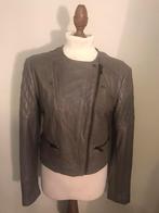 MASSIMO DUTTI  LEATHER JACKET TAUPE/OLIJF, Kleding | Dames, Overige kleuren, Verzenden, Maat 42/44 (L), Zo goed als nieuw