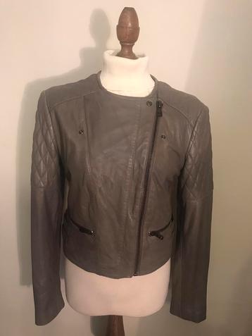 MASSIMO DUTTI  LEATHER JACKET TAUPE/OLIJF beschikbaar voor biedingen