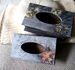 Handgemaakte houten katten tissuedoos poezen vos tissuebox, Ophalen, Nieuw, Grijs, Overige typen
