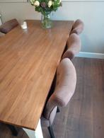 Landelijke eettafel met zes  stoelen, Ophalen of Verzenden, Metaal of Aluminium
