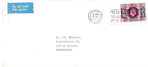 Engeland 1977 771 uit Rugby naar Abcoude ., Postzegels en Munten, Brieven en Enveloppen | Buitenland, Envelop, Ophalen of Verzenden