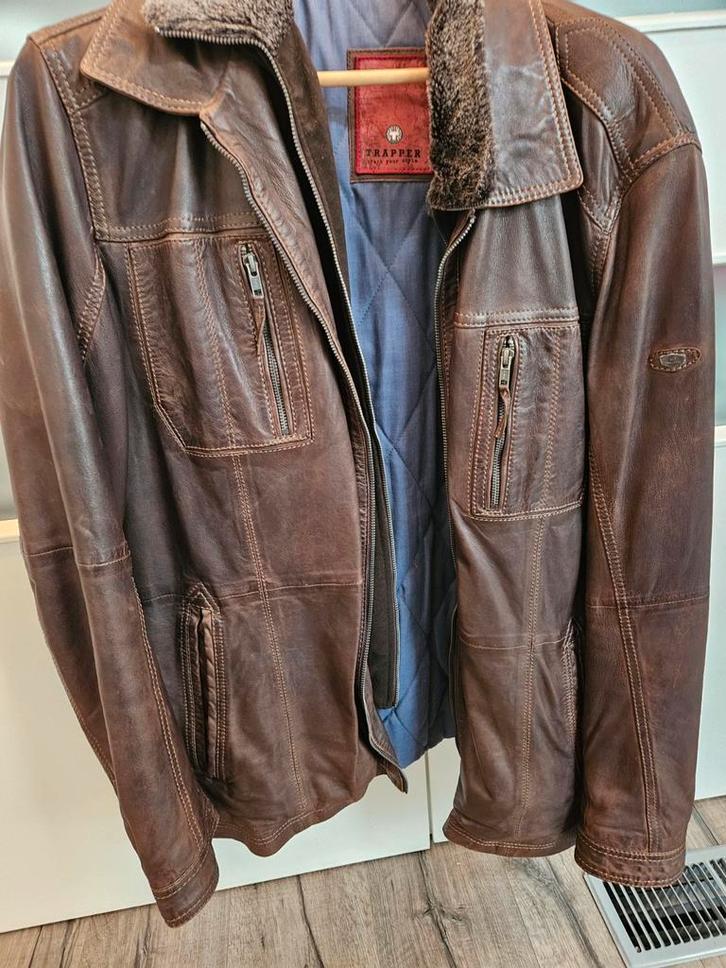 Trapper leren herenjas, Kleding | Heren, Jassen | Winter, Zo goed als nieuw, Maat 52/54 (L), Bruin, Ophalen
