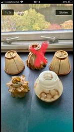 4 antieke lampenkapjes, Huis en Inrichting, Lampen | Lampenkappen, Ophalen of Verzenden, Gebruikt, Rond