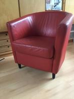 2 Rode Lederen  Touche Fauteuils, Huis en Inrichting, Fauteuils, Ophalen, Gebruikt, Leer, 75 tot 100 cm