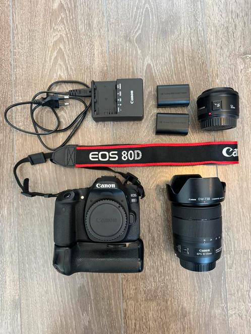 Canon EOS 80D + Canon 18-135 en Canon 50mm f1.8 objectieven, Audio, Tv en Foto, Fotocamera's Digitaal, Zo goed als nieuw, Spiegelreflex