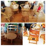 Vintage poppenmeubels rotan riet brocante wicker, Antiek en Kunst, Ophalen of Verzenden