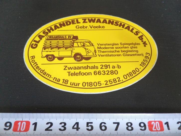 sticker rotterdam glashandel zwaanshals bv gebr veeke VW T1, Verzamelen, Stickers, Zo goed als nieuw, Bedrijf of Vereniging, Ophalen