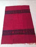 Ruig soepel kleed wol zwart bordeauxrood 190/135