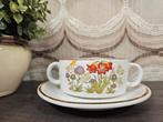 Vintage Wildflower soepkom + schotel retro jaren 70 servies, Gebruikt, Onbekend, Ophalen of Verzenden, Onbekend