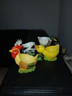 Eierdopjes set: Kip, Koe en Eend, Huis en Inrichting, Woonaccessoires | Kandelaars en Kaarsen, Kunststof, Gebruikt, Ophalen of Verzenden