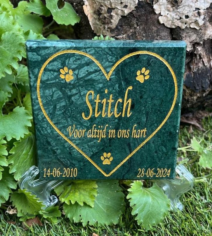 Gedenksteen voor kat of hond met gouden gravure, Dieren en Toebehoren, Katten-accessoires, Nieuw, Ophalen of Verzenden