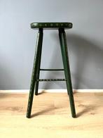 Hoge kruk - Hindeloopen groen met bloemmotieven, Huis en Inrichting, Krukjes, Ophalen, Zo goed als nieuw, Hout