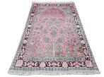 Handmade Persian Kashmir silk carpet pink Birds 125x186cm, Gebruikt, 100 tot 150 cm, Crème, Ophalen of Verzenden