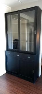 Buffetkast zwart 2delig, Ophalen, Gebruikt, 100 tot 150 cm, 200 cm of meer