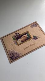 Mooie antieke reliëfkaart Kerst. Goudopdruk, 1909, Verzamelen, Ansichtkaarten | Themakaarten, Gelopen, Verzenden
