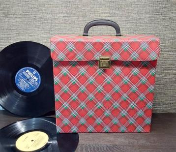 Vintage platenkoffer , jaren 60-70  beschikbaar voor biedingen