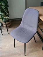 4 grijze stoelen met metalen onderstel Jysk, Huis en Inrichting, Stoelen, Grijs, Vier, Gebruikt, Stof