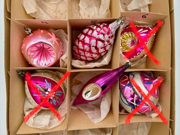 Mix & Match: oude roze paarse kerstballen beschikbaar voor biedingen