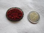 50.  Schitterende oude broche, China cinnaber, zilver, Ophalen, Zilver, Broche