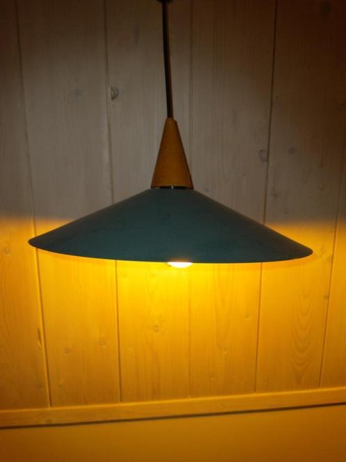 2 hanglampen, Huis en Inrichting, Lampen | Hanglampen, Zo goed als nieuw, Minder dan 50 cm, Hout, Metaal, Ophalen