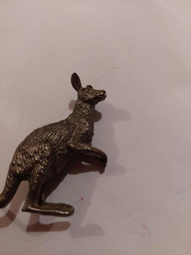 Vintage Tinnen Kangoeroe Beeldje - 6,5 cm, Antiek en Kunst, Kunst | Beelden en Houtsnijwerken, Ophalen of Verzenden