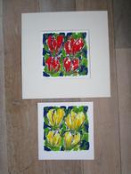 ad van hassel, tulpen rood / geel, afm. 26 x 25cm, Ophalen of Verzenden
