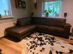 Hoekbank Bruin microleder, Huis en Inrichting, Ophalen, Gebruikt, Stof