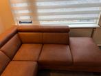 Gebruikt bruine Leren bankstel, Huis en Inrichting, Banken | Complete zithoeken, Ophalen, Gebruikt, Leer