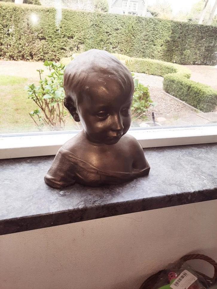 Antiek Bronzen Kinderkopje, Antiek en Kunst, Kunst | Beelden en Houtsnijwerken, Ophalen of Verzenden