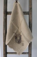 Stoere shabby linnen doek 45 x 45 cm. geit *Pronck & Praal*, Ophalen of Verzenden, Nieuw