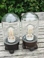 OUDE STALLAMP BAKELIET MET SCHUTGLAS., Antiek en Kunst, Antiek | Lampen, Ophalen of Verzenden