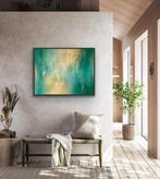 Abstract acrylic schilderij met structuur en goud – 70x90 cm, Ophalen