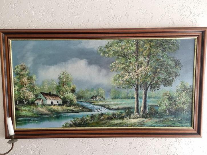 landschap schilderij Heinrich Knauf, Antiek en Kunst, Kunst | Schilderijen | Klassiek, Ophalen