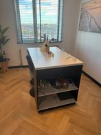 Eettafel moderne zwart en dienblad met marmereffect Alaska, Huis en Inrichting, Tafels | Eettafels, Ophalen, 100 tot 150 cm, 50 tot 100 cm