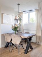 Haco eettafel X-poot uitvoering rough kleur bruin, Ophalen, Gebruikt, Industerieel, 50 tot 100 cm