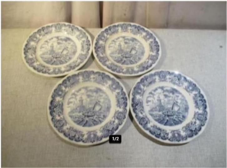 4 Prachtige Retro Borden - Historical ports of England, Antiek en Kunst, Antiek | Servies los, Ophalen of Verzenden