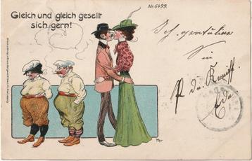 HUMOR ONDEUGENDA DAME UIT 1902 MOOIE ZEER OUDE KAART KJ53 beschikbaar voor biedingen