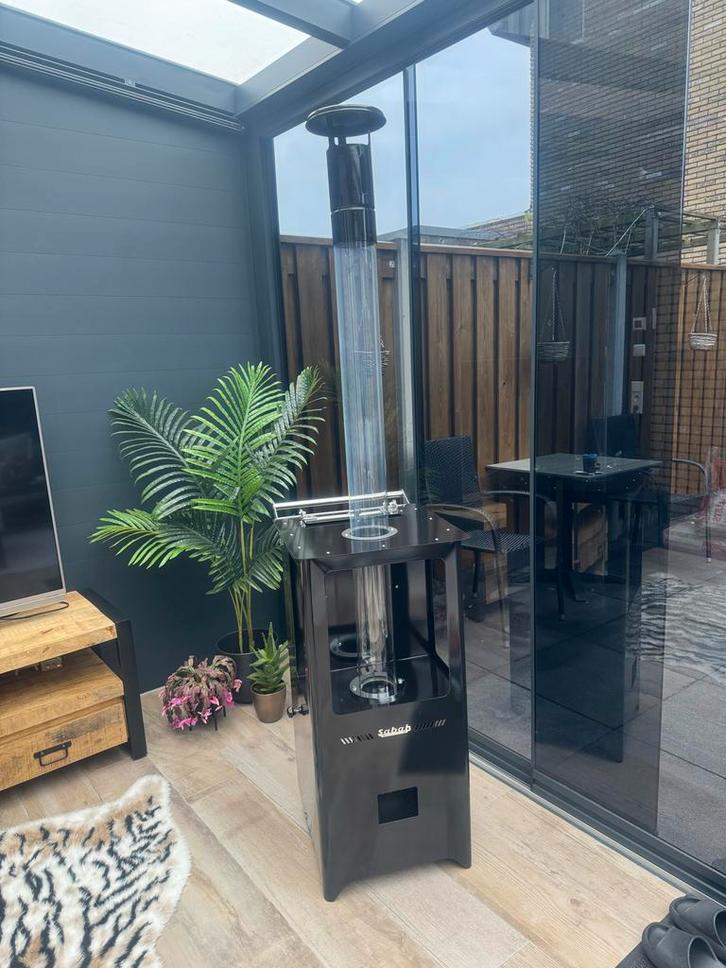 Pelletkachel met glazen pijp, Tuin en Terras, Terrasverwarmers, Zo goed als nieuw, Vloer, Ophalen