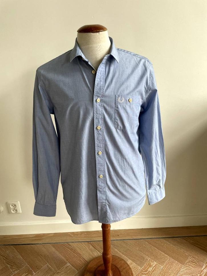 Fred Perry: Lichtblauw overhemd. Maat M, Kleding | Heren, Overhemden, Zo goed als nieuw, Halswijdte 39/40 (M), Blauw, Ophalen of Verzenden