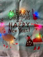 Kerstlichtjes rendier kerstman kerstdecoratie kussenhoes, Ophalen of Verzenden, Nieuw
