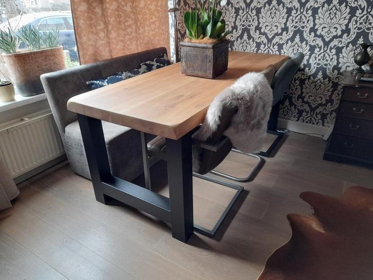 Industriele eet tafels masief eiken/ teak, Huis en Inrichting, Tafels | Eettafels, Nieuw, 50 tot 100 cm, 200 cm of meer, Rechthoekig