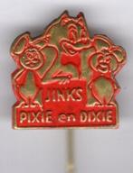 Jinks Pixie & Dixie rood op koper strip speldje ( J_052 ), Verzamelen, Speldjes, Pins en Buttons, Figuurtje, Speldje of Pin, Zo goed als nieuw