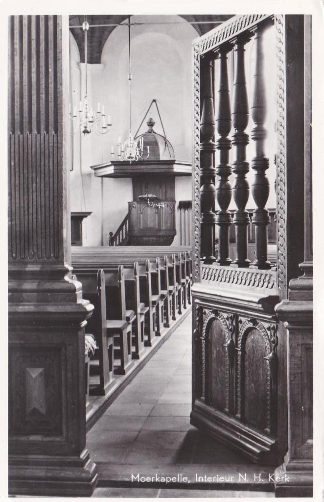17318  Interieur N H kerk Moerkapelle Zuid-Holland 1972, Verzamelen, Ansichtkaarten | Nederland, Ongelopen, Zuid-Holland, 1960 tot 1980