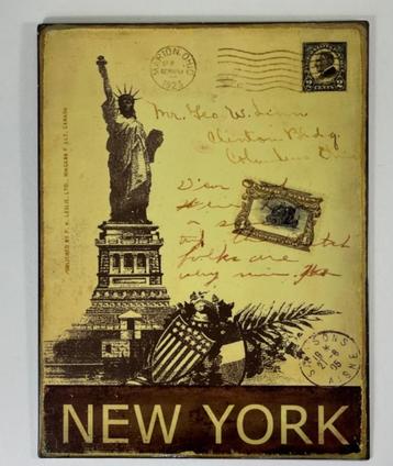 Frans retro reclamebord New York met Vrijheidsbeeld beschikbaar voor biedingen