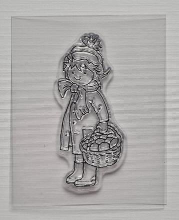 Meisje met mandje clear stamp beschikbaar voor biedingen