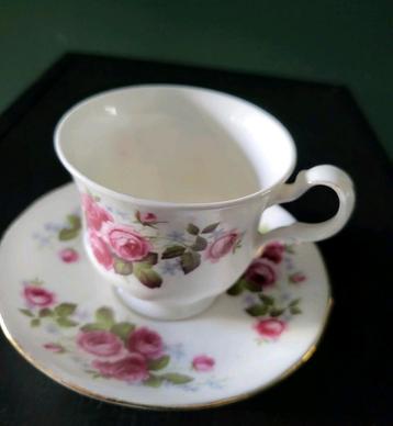 Prachtig vintage kop-en-schotel van het Engelse merk Queen A beschikbaar voor biedingen