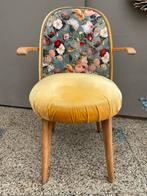 Vintage Cocktail Stoeltje - Okergeel Velours, Ophalen, Gebruikt, Overige kleuren, Vintage