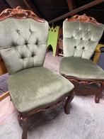 Vintage, brocante, originele, oude, lage stoelen., Twee, Gebruikt, Ophalen, Brocante, antiek, oud, origineel
